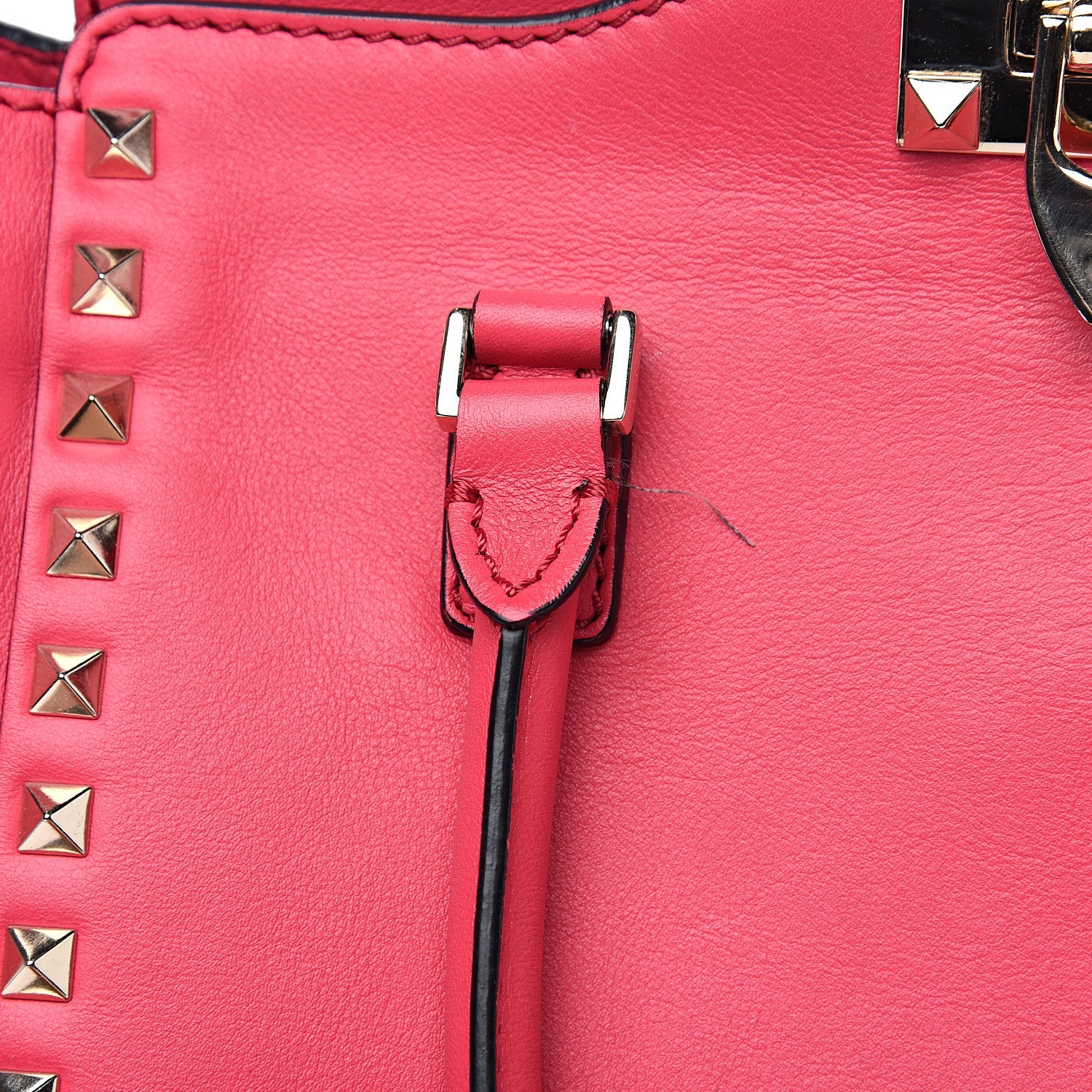 Valentino Garavani Vitello Small Rockstud Double Handle Tote Deep Fuxia 11 of 14