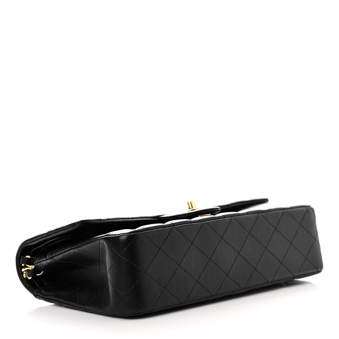 Lambskin Quilted Medium Double Flap Black