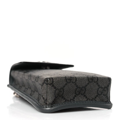 Gucci GG Supreme Monogram Textured Dollar Calfskin Phone Crossbody Bag Grey Black Graphite Grey 4 of 8