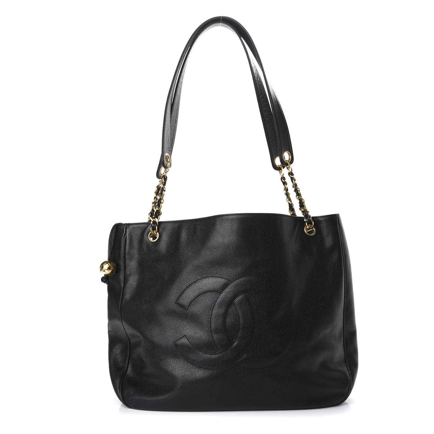 Caviar Large CC Shoulder Bag Black
