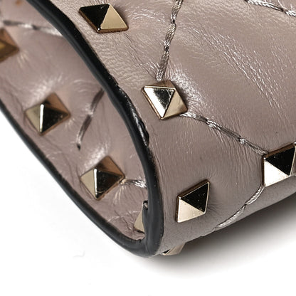 Valentino Garavani Lambskin Rockstud Spike Wallet on Chain Poudre 13 of 13