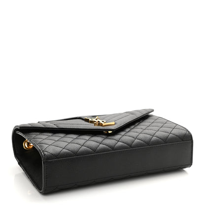 Saint Laurent Grain De Poudre Textured Mixed Matelasse Triquilt Medium Monogram Satchel Black 4 of 11