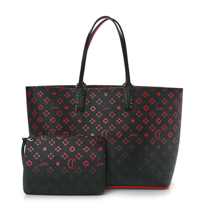 Christian Louboutin Perforated Calfskin Degrade Loubinthesky East West Cabata Tote Black Red 3 of 15