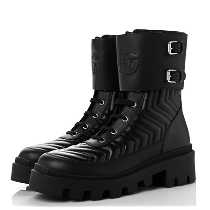 Gucci Nappa Frances GG Matelasse Platform Combat Boots 40 Black 3 of 8