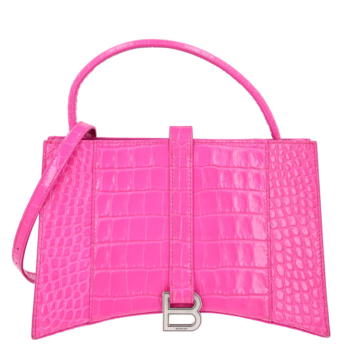 Balenciaga Grained Calfskin XS Hourglass East West Tote Lipstick Pink 1 of 12