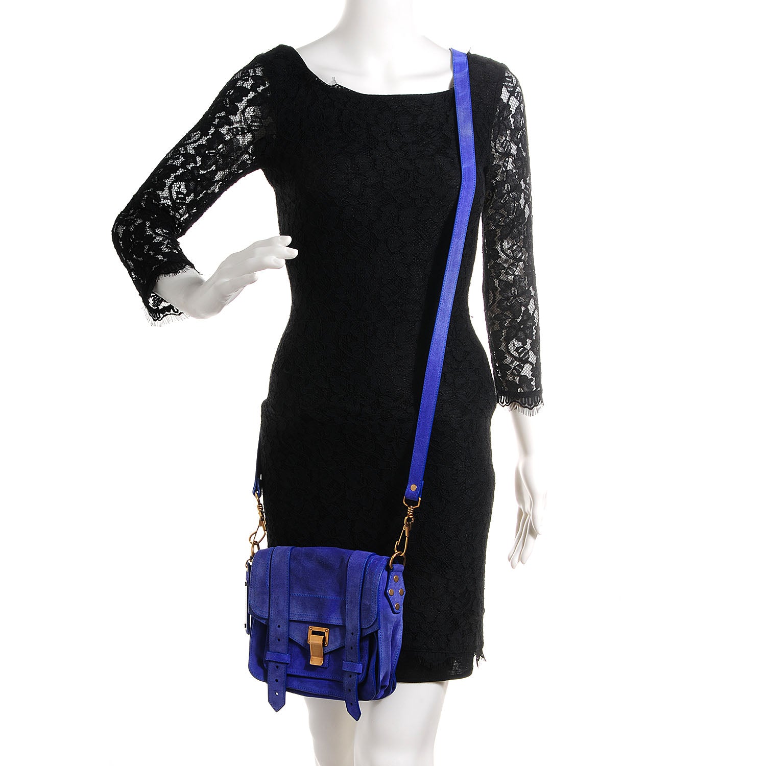 Proenza Schouler Suede PS1 Mini Pouch Messenger Bag Cobalt 2 of 12