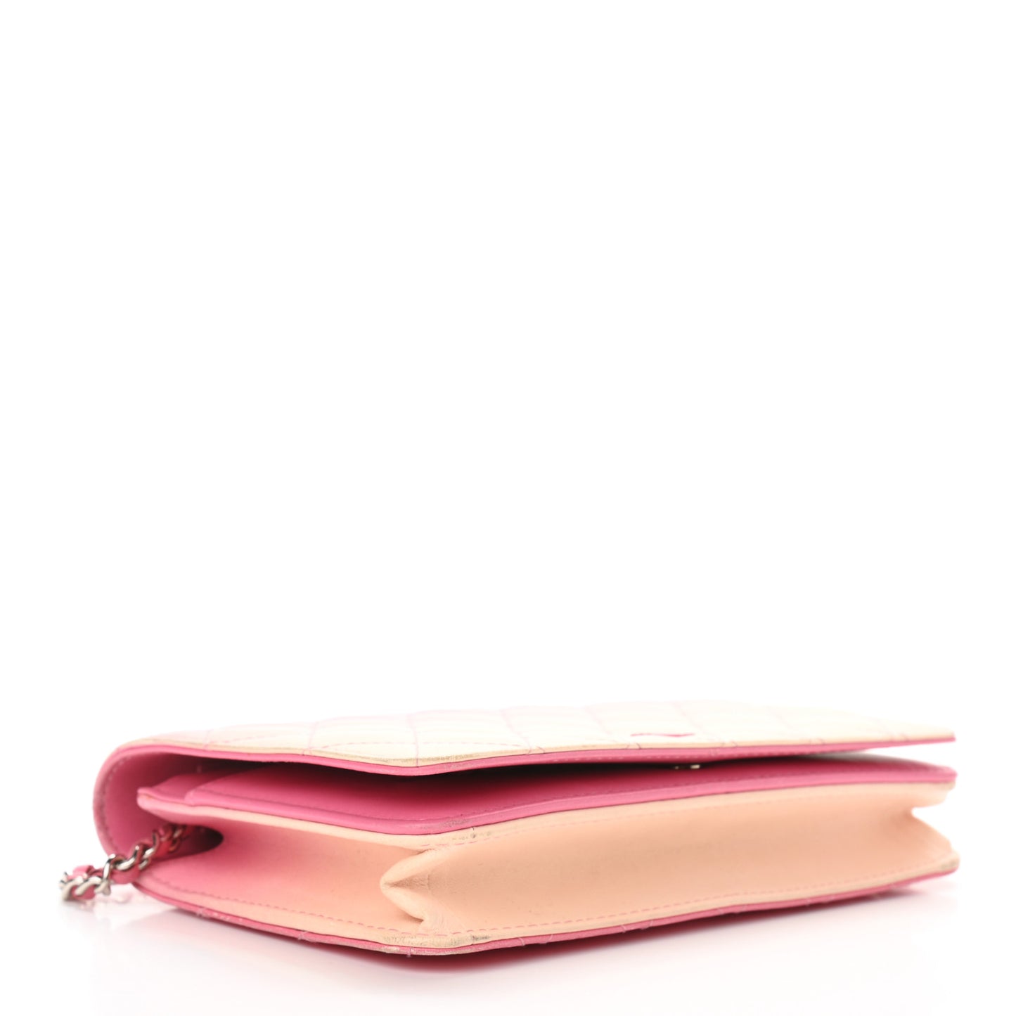 Faded Lambskin Quilted Zephyr Wallet on Chain WOC Dark Pink
