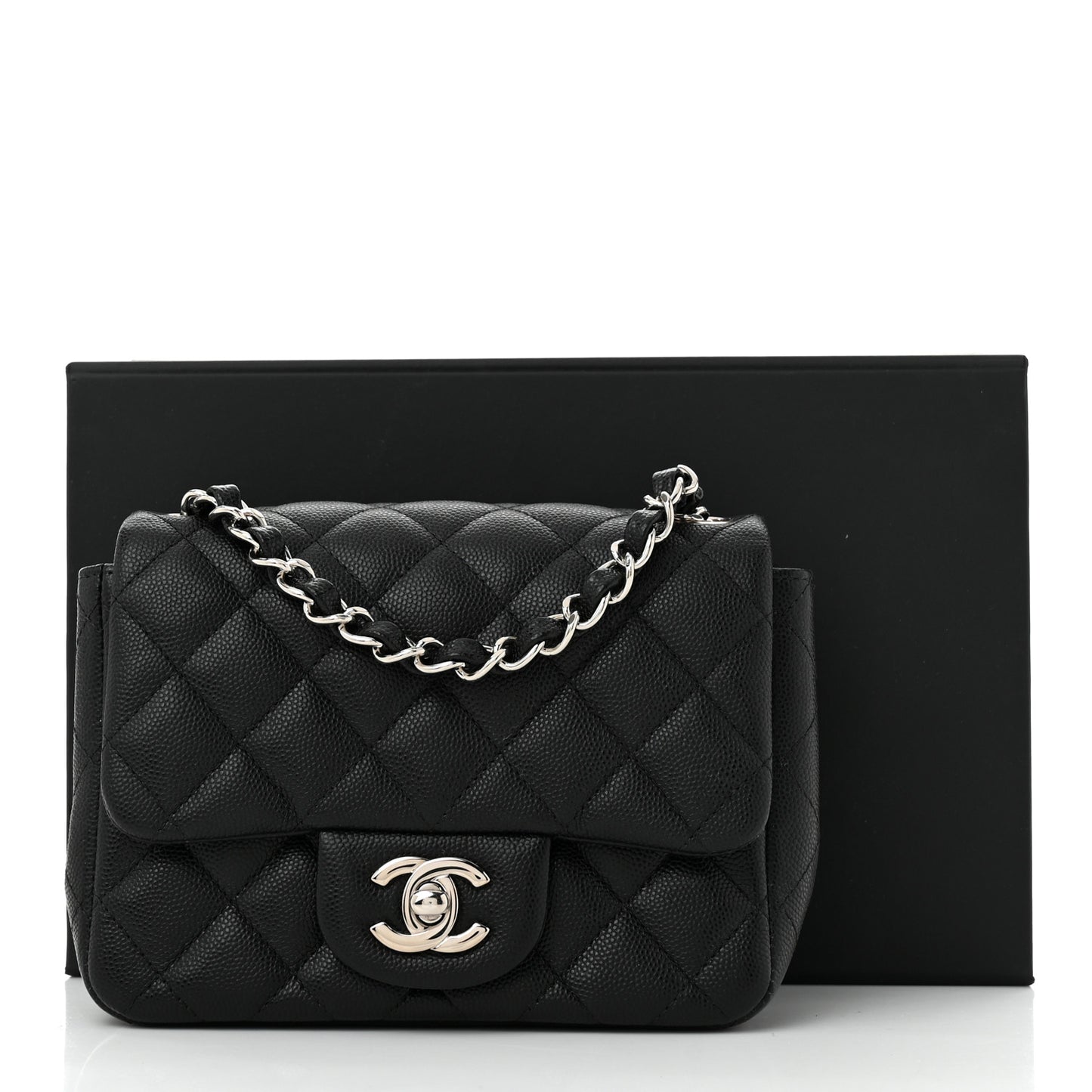 Caviar Quilted Mini Square Flap Black