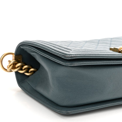 Chanel Caviar Quilted Medium Boy Flap Blue 8 of 13