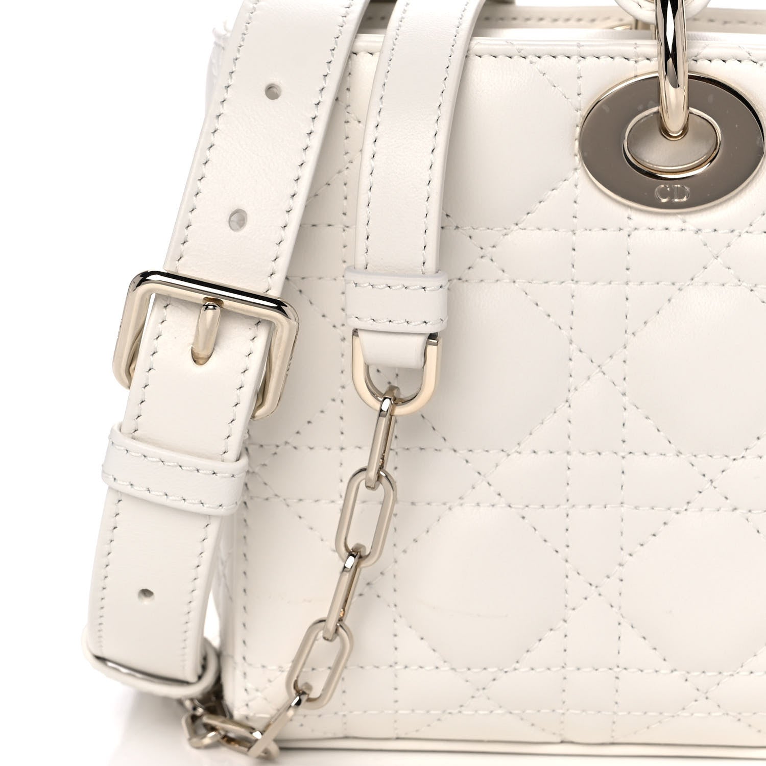 Christian Dior Calfskin Cannage Lady D-Joy White 15 of 16