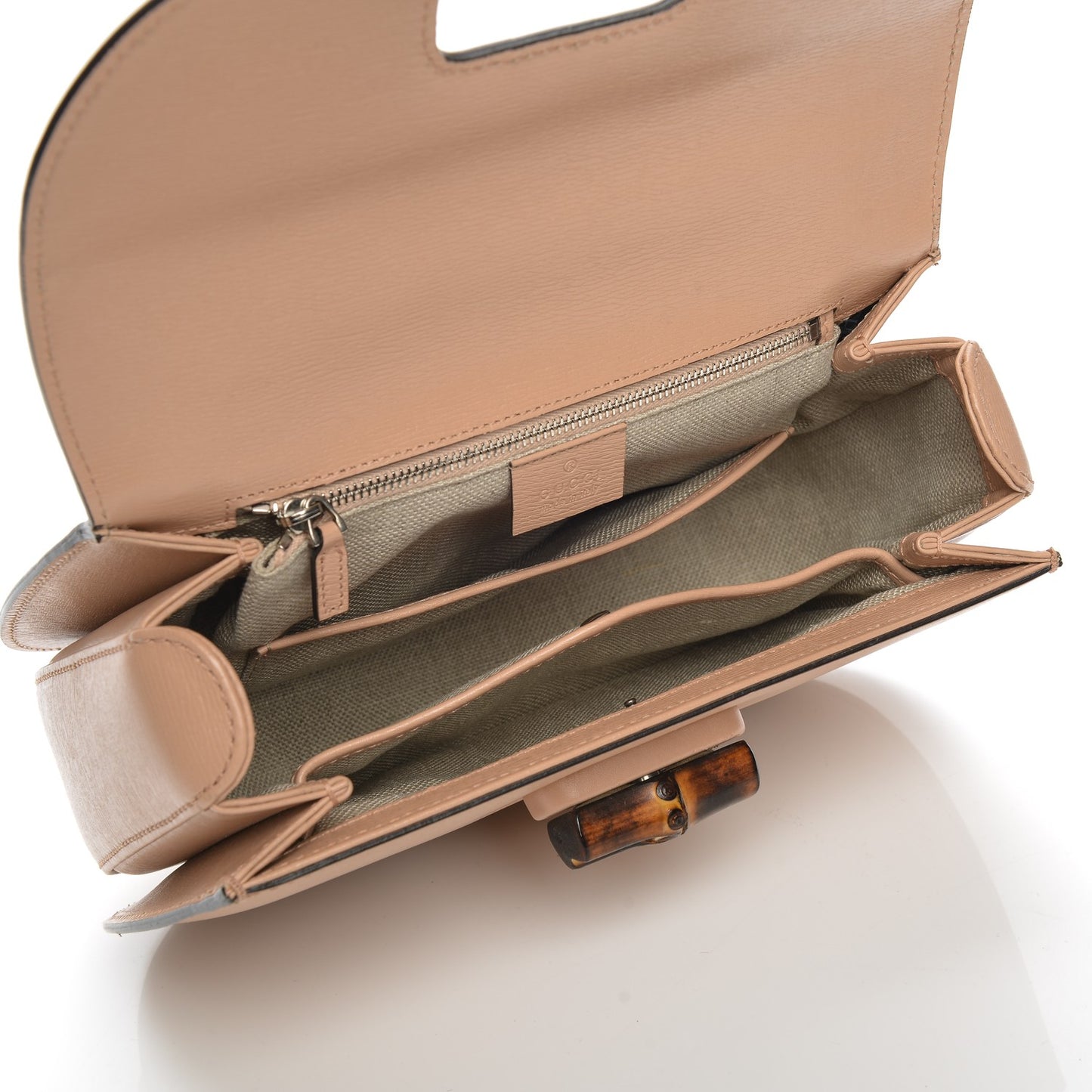 Shangai Calfskin Small Classic Bamboo Top Handle Bag Pink Apricot