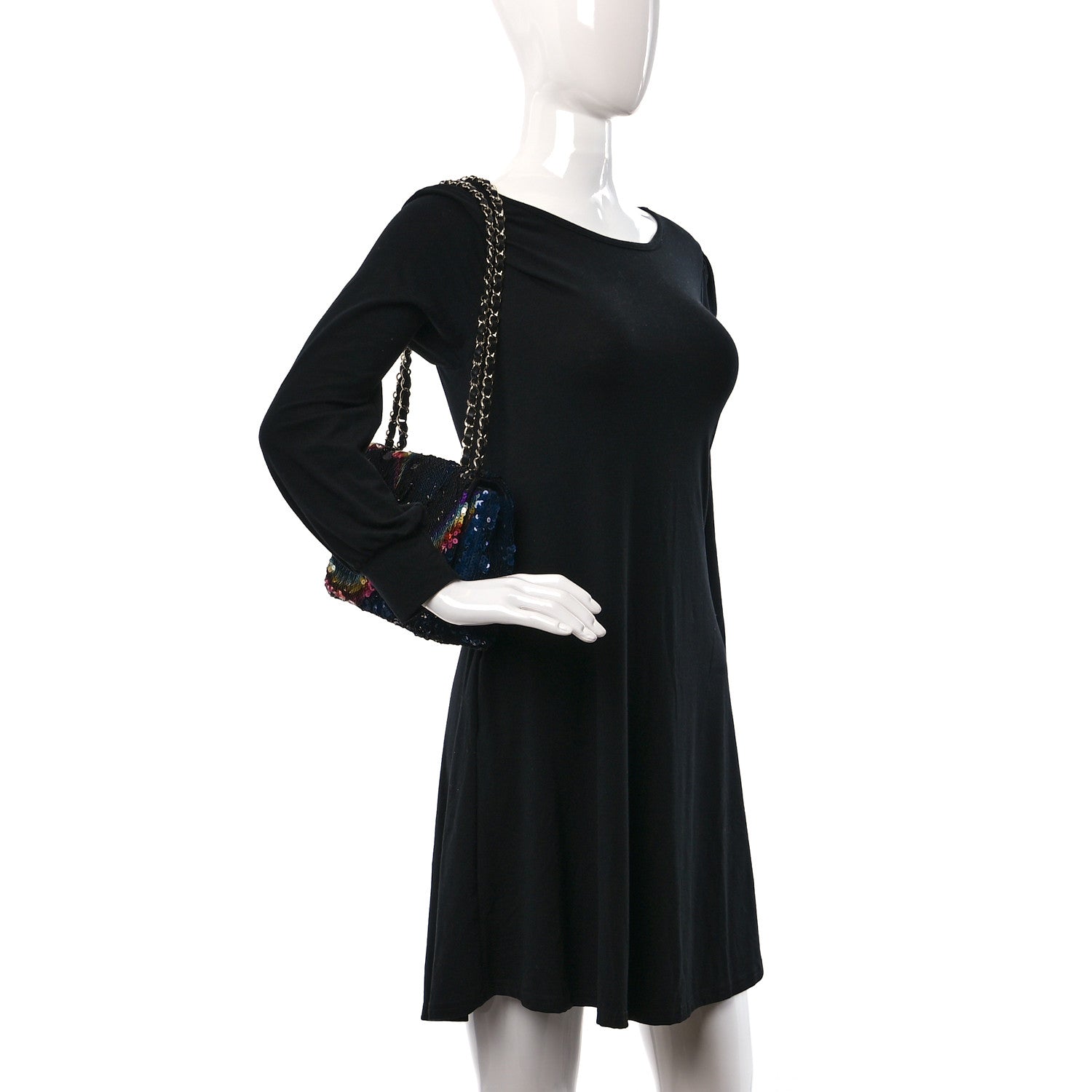 Chanel Sequin Medium Single Flap Blue Black Multicolor 2 of 11