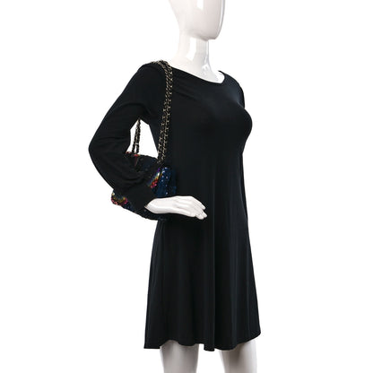 Chanel Sequin Medium Single Flap Blue Black Multicolor 2 of 11