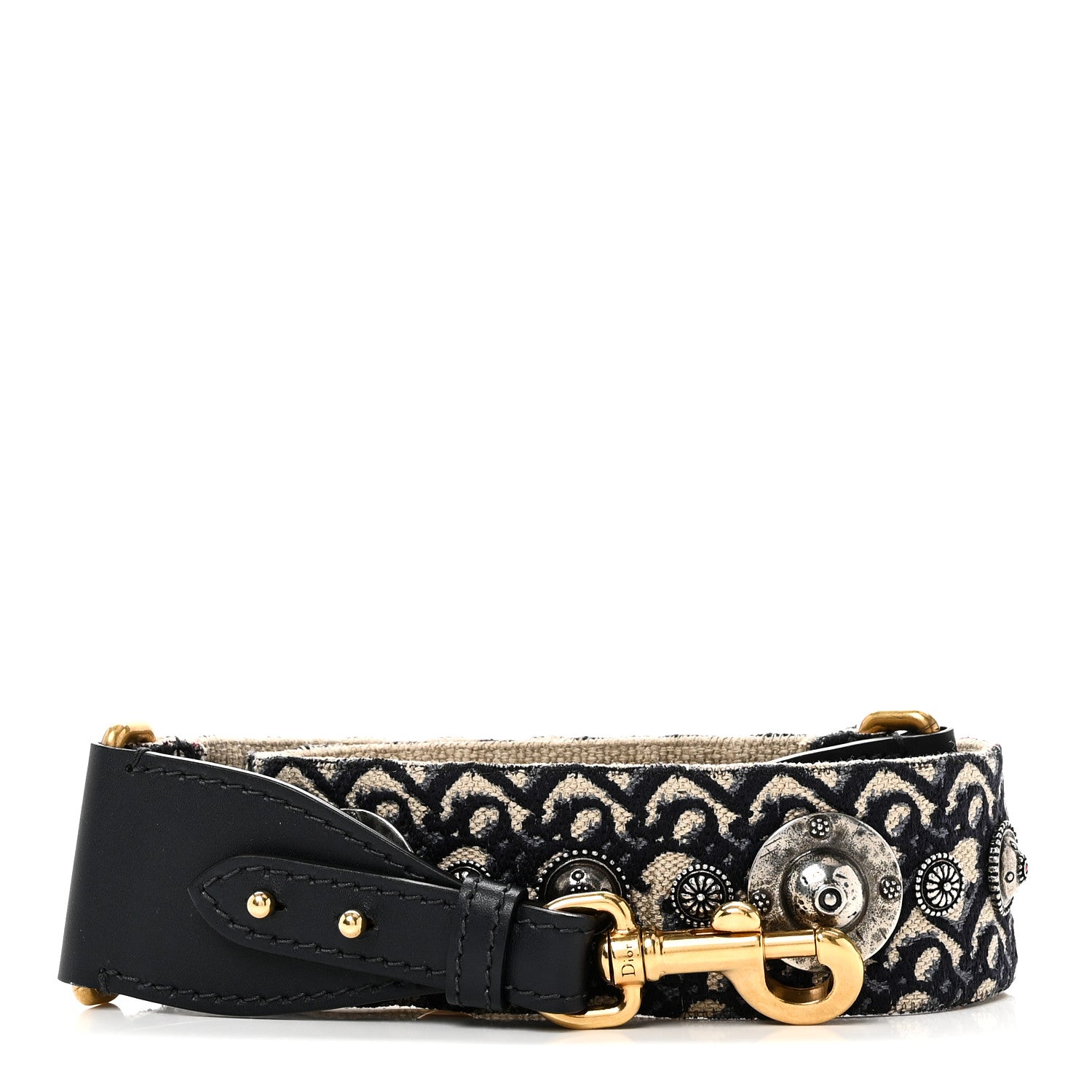 Christian Dior Oblique Studded Shoulder Strap Blue 1 of 4