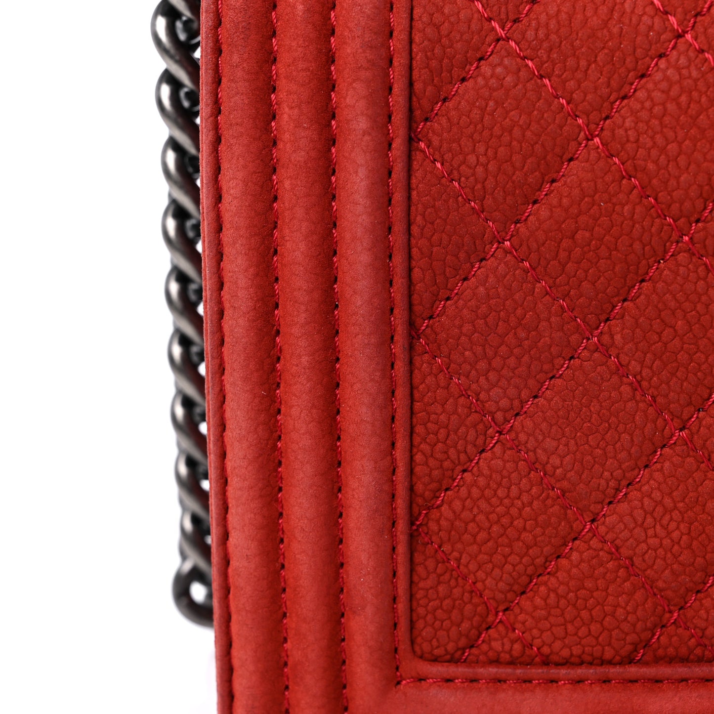 Iridescent Caviar Quilted Medium Boy Flap Red