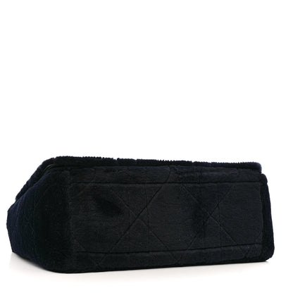 Christian Dior Rabbit Fur Alligator Crystal Cannage Medium Caro Bag Navy 4 of 12