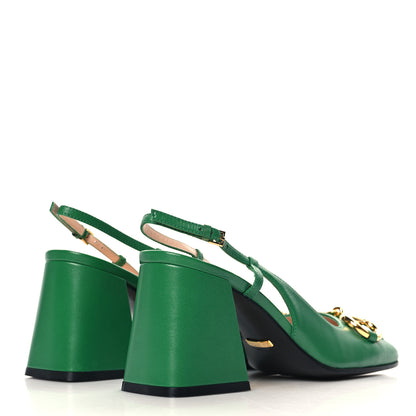 Gucci Malaga Kid Horsebit 75mm Slingback Pumps 36 New Shamarock 5 of 9