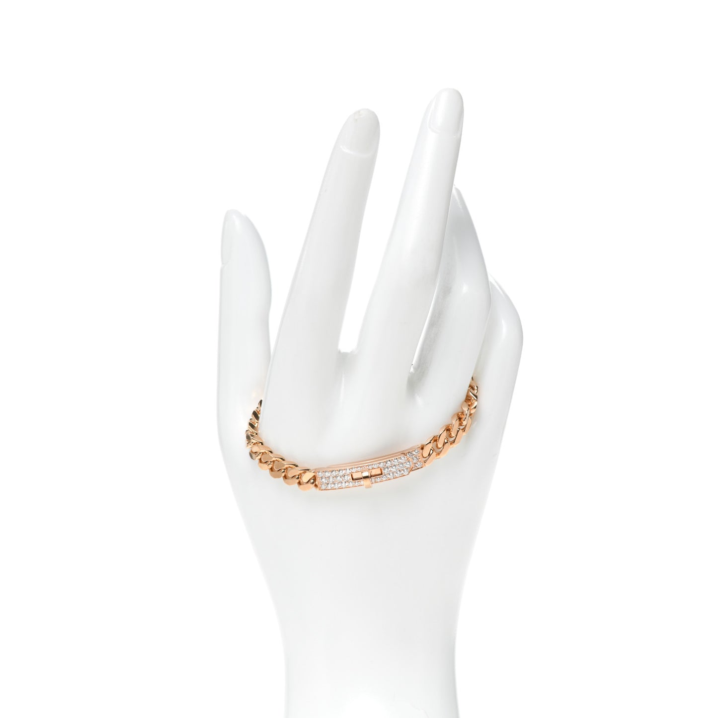 18K Rose Gold Diamond PM Kelly Gourmette Bracelet ST