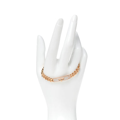 Hermes 18K Rose Gold Diamond PM Kelly Gourmette Bracelet ST 2 of 7