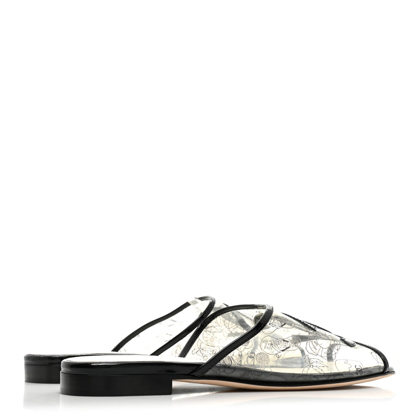 PVC Fantasy Patent CC Mules 38 Black