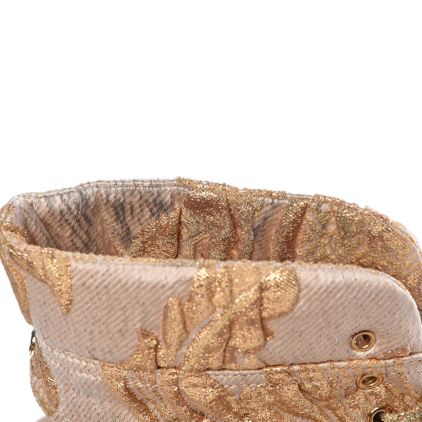 Brocade Lace Up Open Toe Booties 39.5 Beige