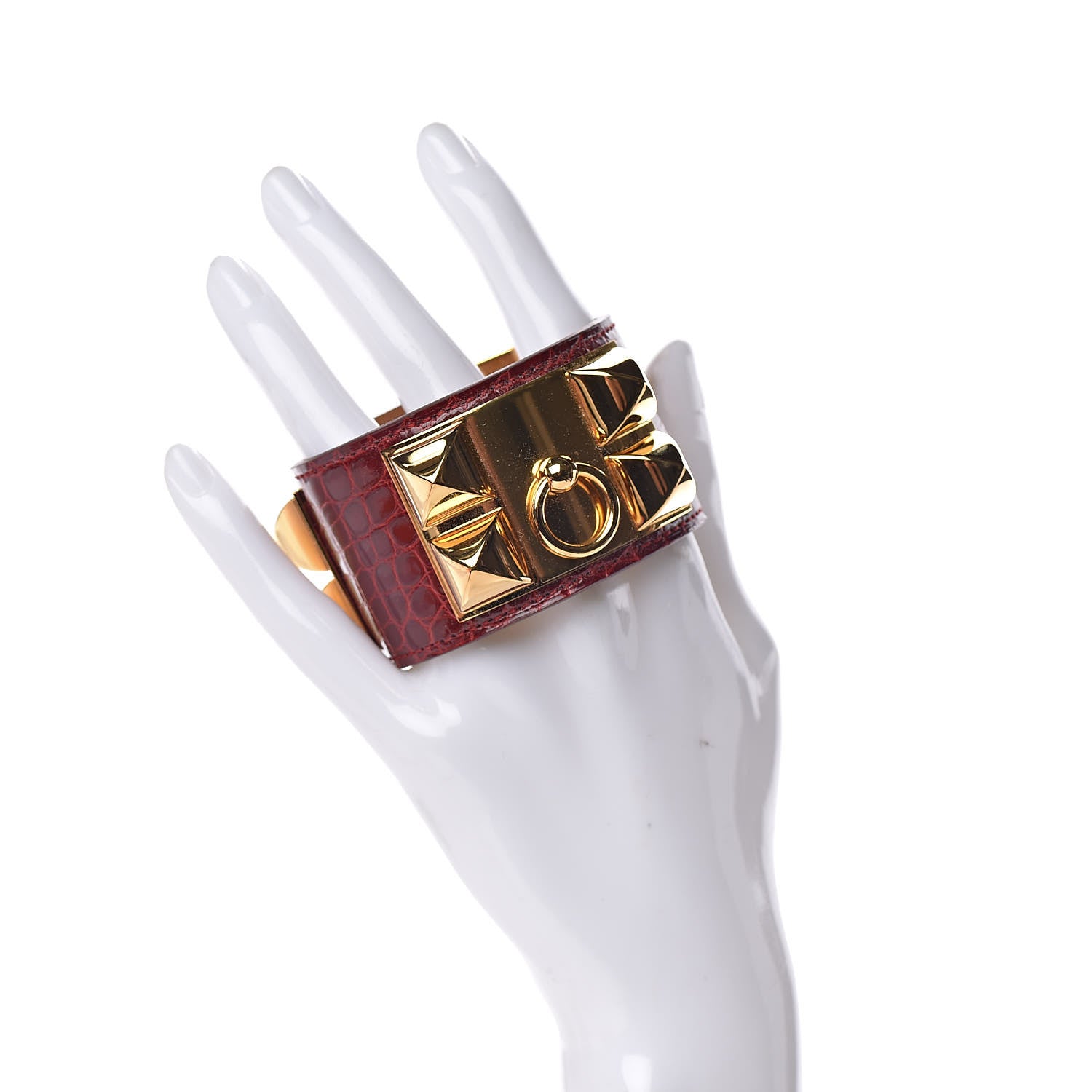Hermes Shiny Alligator Collier De Chien CDC Bracelet S Rouge H 2 of 6