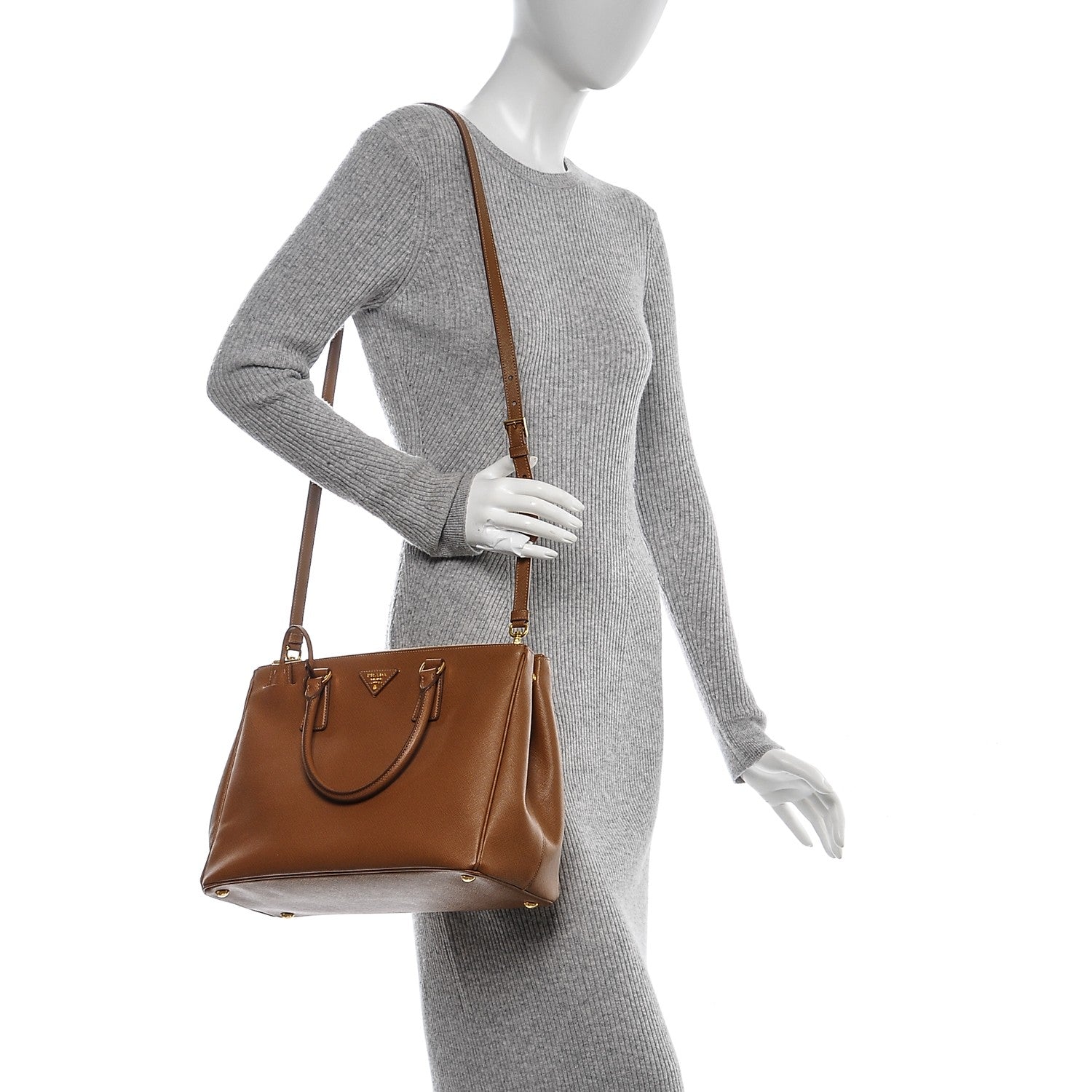 Prada Saffiano Medium Galleria Double Zip Tote Caramel 2 of 7