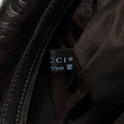 Gucci Calfskin Embossed Horsebit Nail Boston Dark Brown 8 of 9