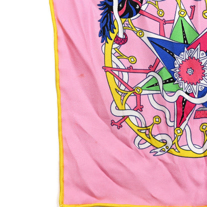 Hermes Silk La Folle Parade Scarf 90 Rose White Multicolor 7 of 8