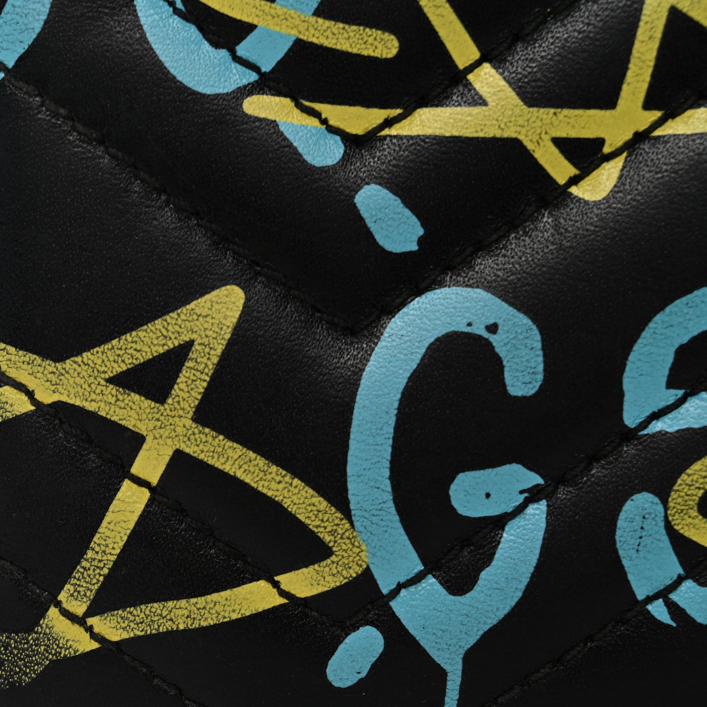 Calfskin Matelasse GucciGhost GG Marmont Zip Around Wallet Black New Acquamarine