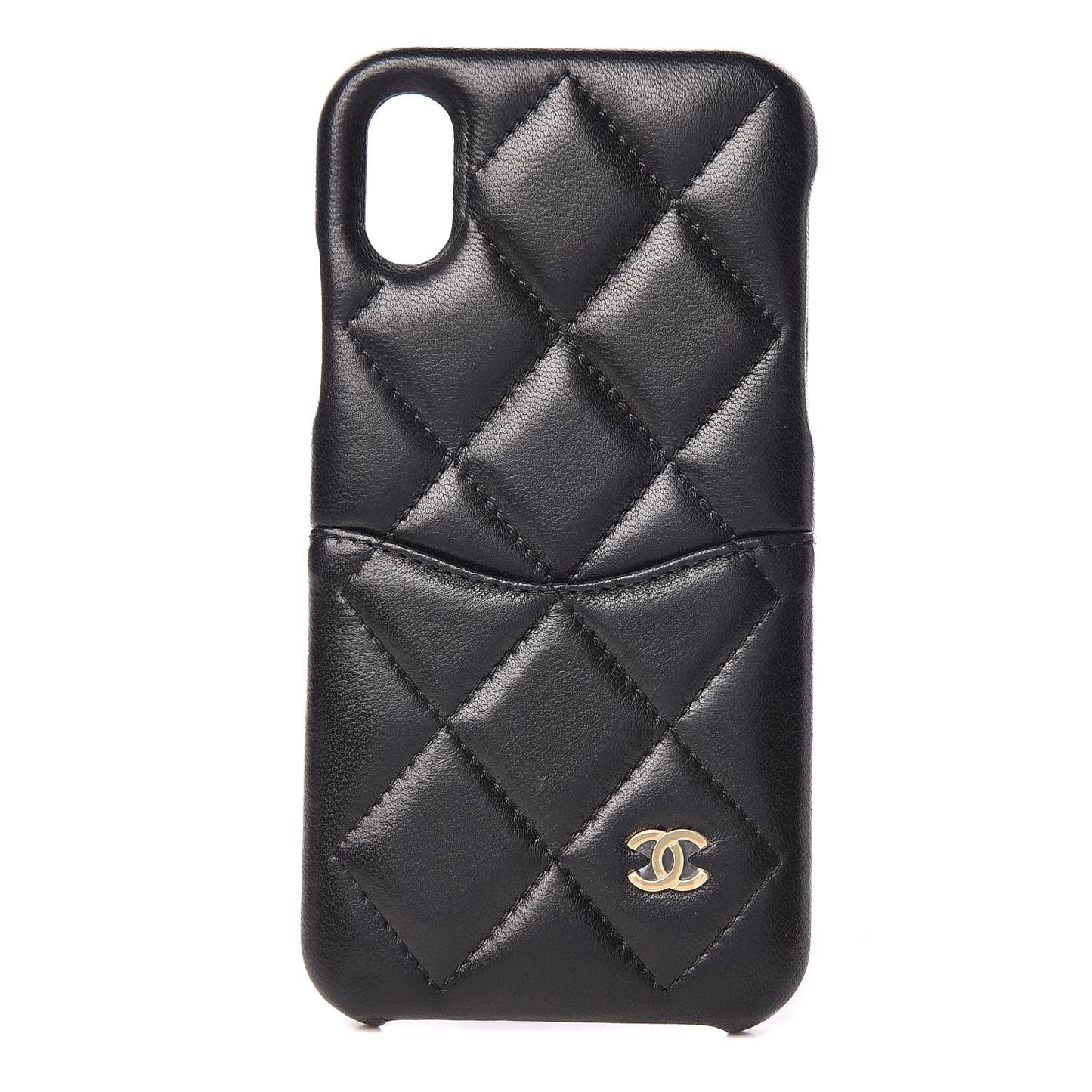 Lambskin Quilted iPhone X Coco Tech Case Black