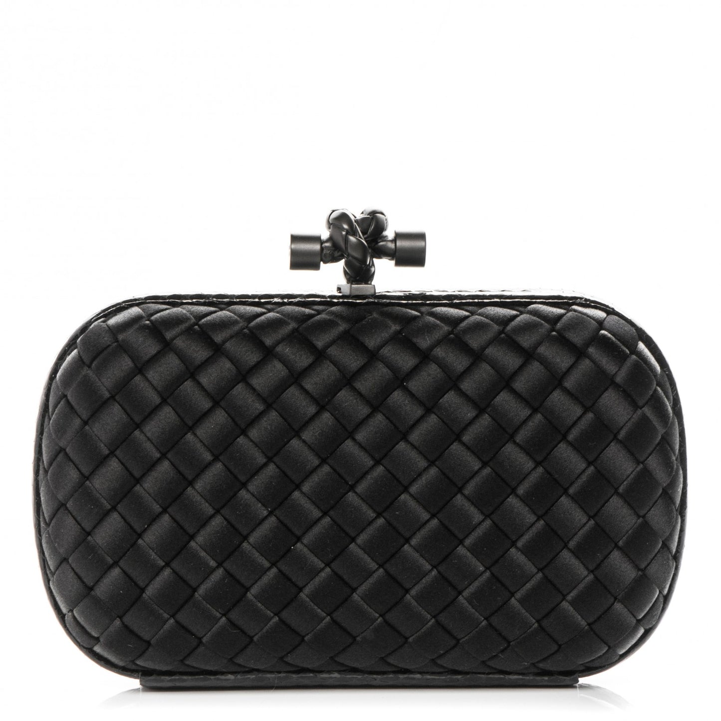 Satin Intreccio Impero Ayers Knot Clutch Black