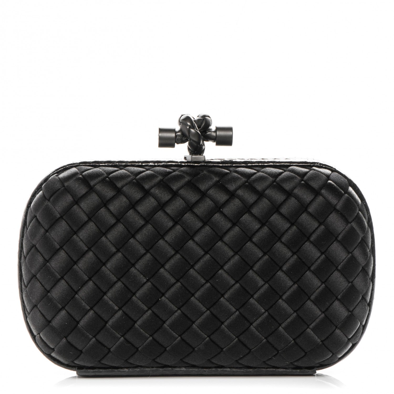 Bottega Veneta Satin Intreccio Impero Ayers Knot Clutch Black 1 of 6