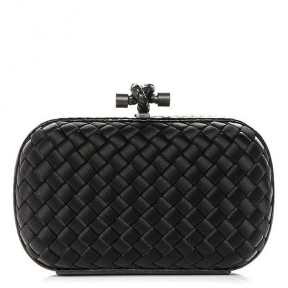 Bottega Veneta Satin Intreccio Impero Ayers Knot Clutch Black 1 of 6