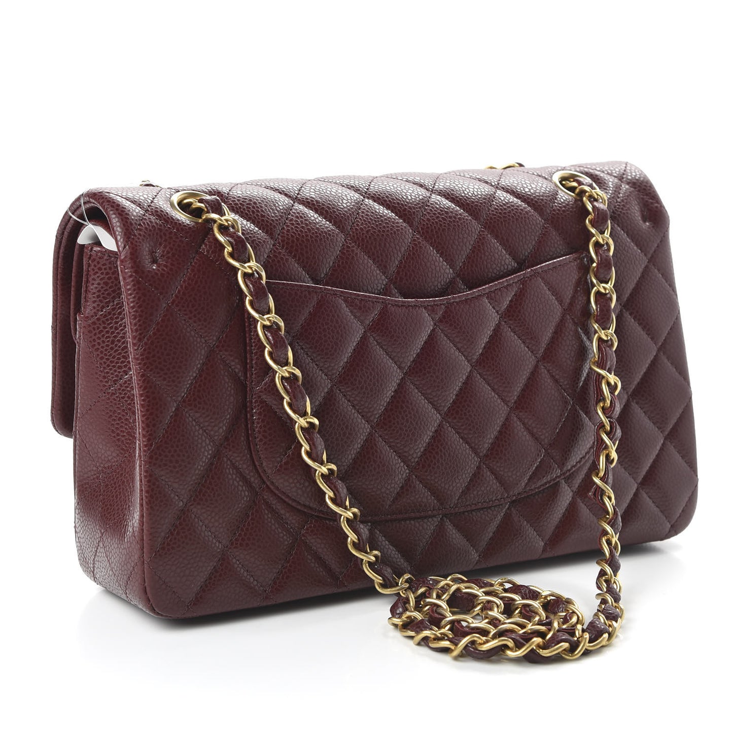 Caviar Quilted Medium Double Flap Burgundy