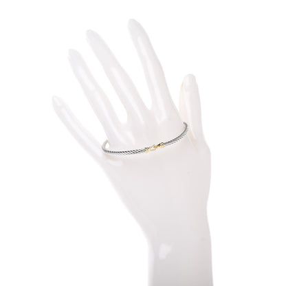 David Yurman Sterling Silver 18K Yellow Gold 3mm Cable Buckle Bracelet 2 of 4