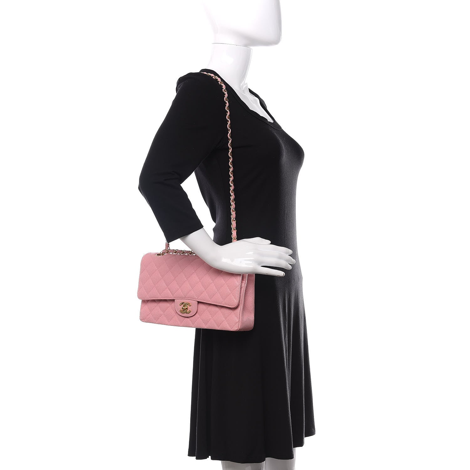Chanel Caviar Quilted Medium Double Flap Pink 2 of 12