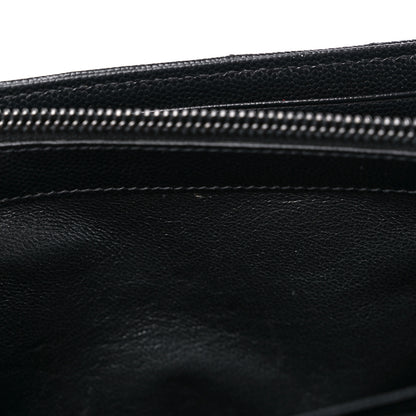 Saint Laurent Grain De Poudre Matelasse Chevron Monogram Monochrome Chain Wallet Black 9 of 9