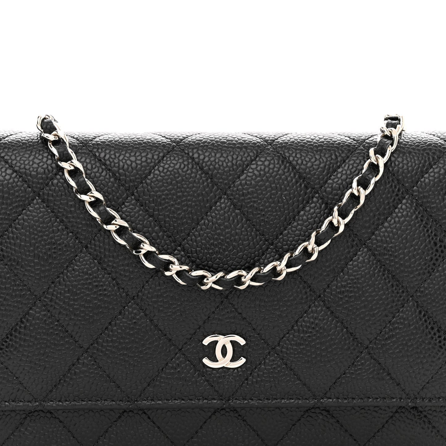 Caviar Quilted Wallet on Chain WOC Black