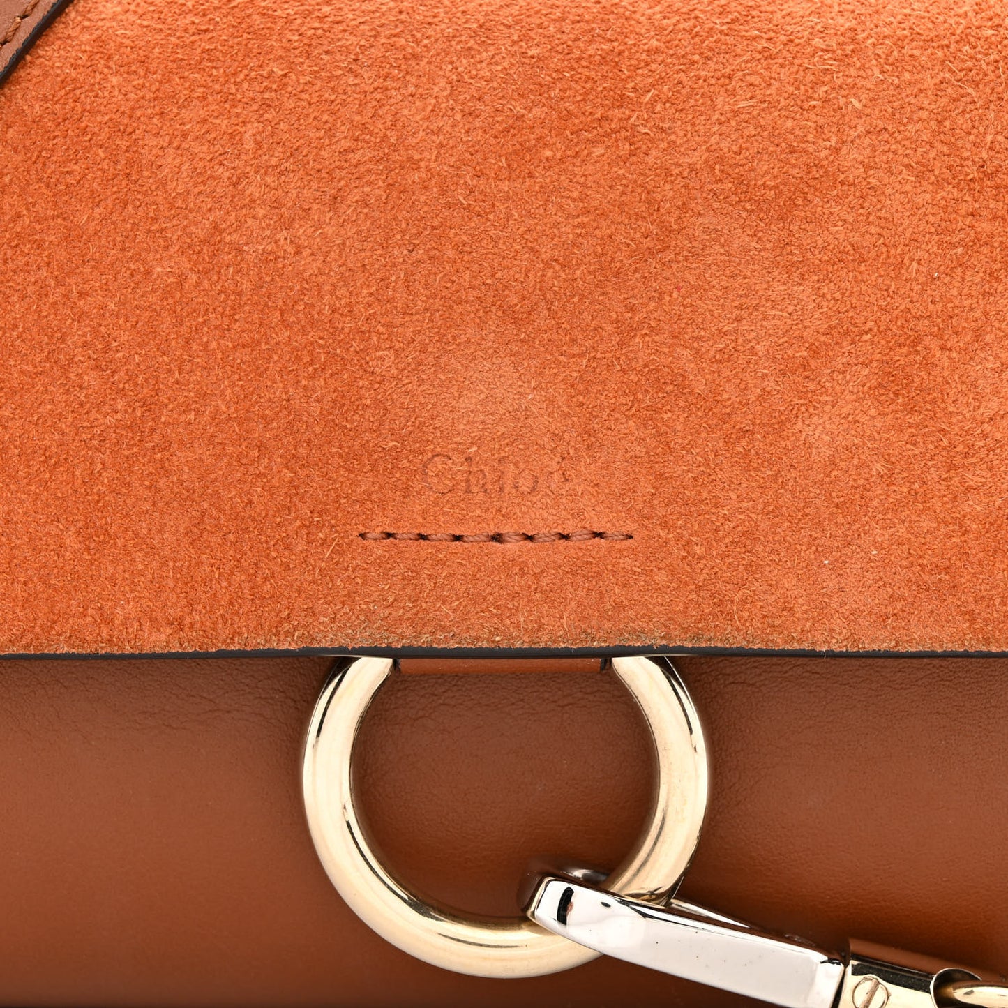 Suede Calfskin Faye Wallet On Strap Tan