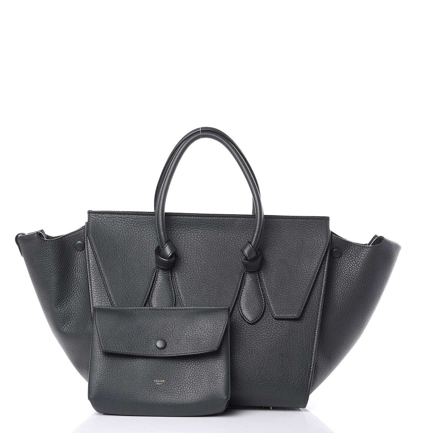 Crisped Calfskin Medium Tie Knot Tote Anthracite