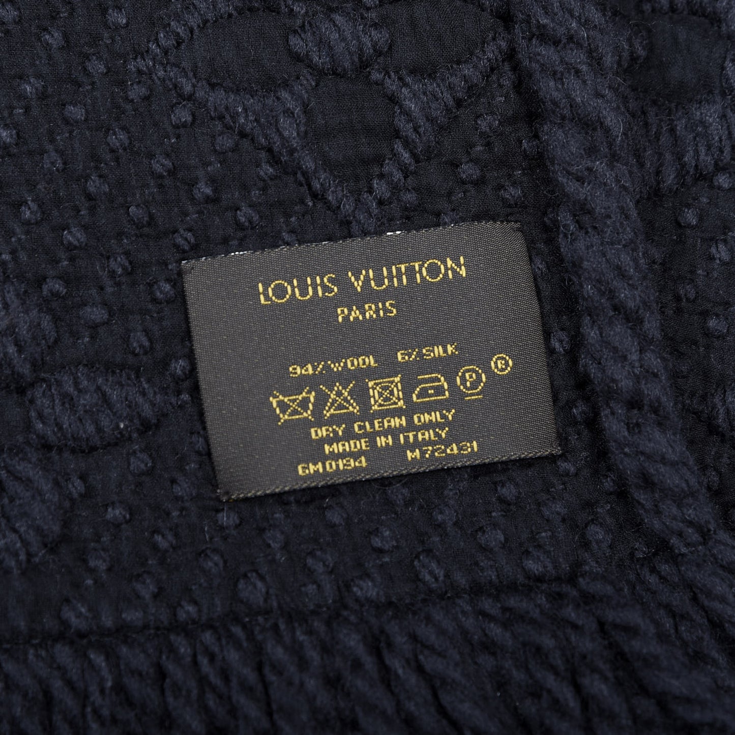 Wool Silk Logomania Scarf Black