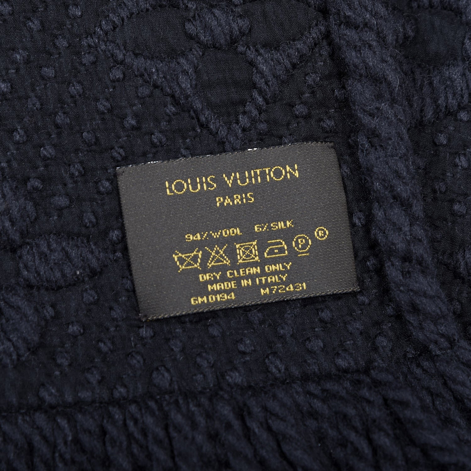 Louis Vuitton Wool Silk Logomania Scarf Black 3 of 3