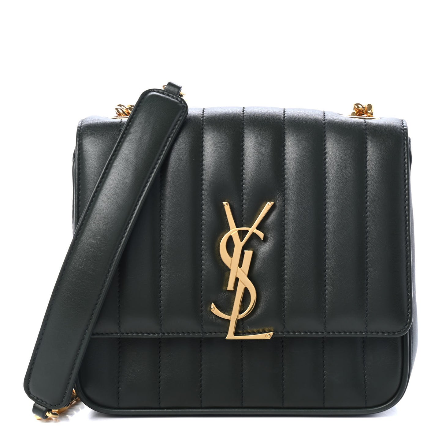 Lambskin Matelasse Monogram Medium Vicky Chain Bag Algae