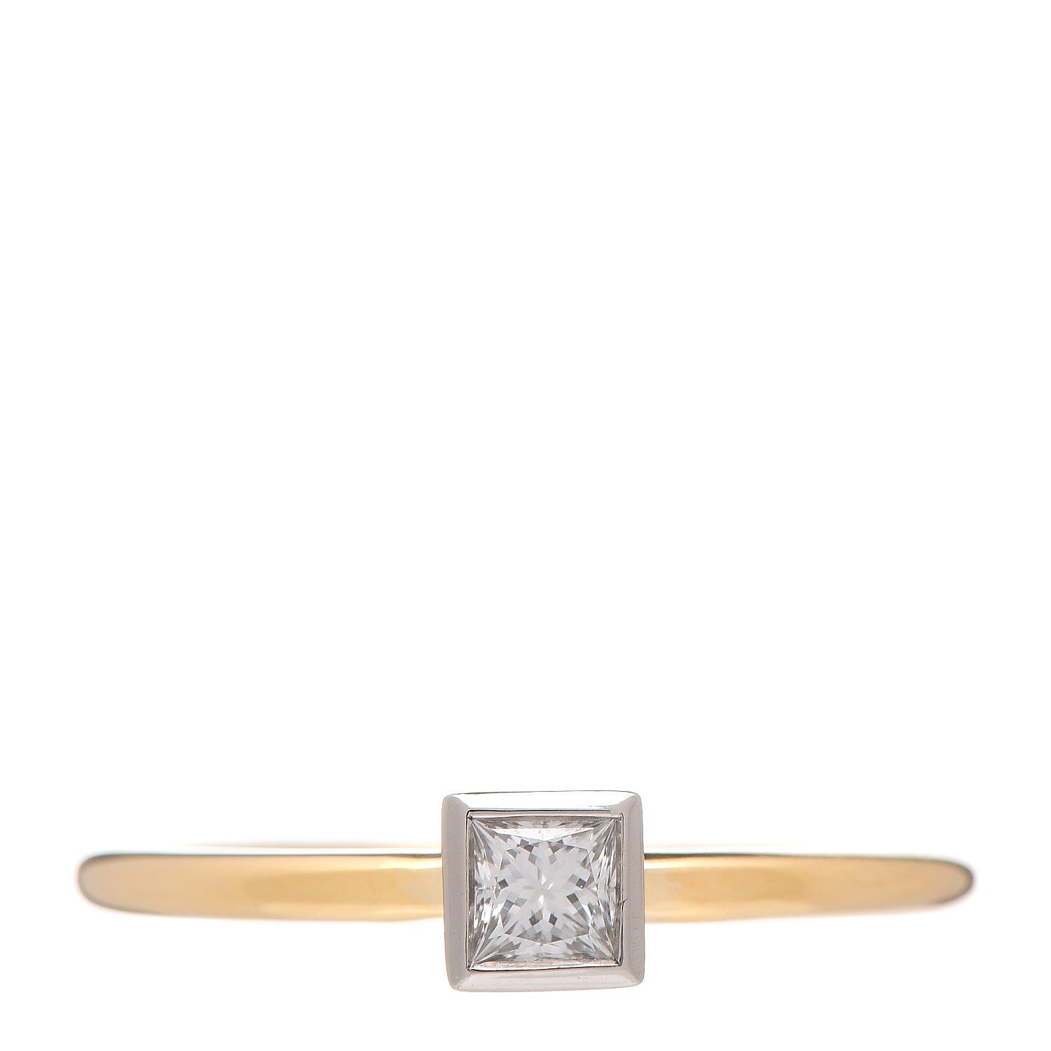 Tiffany 18K Yellow Gold Platinum Diamond .15ct Square Bezet Ring 52 6 1 of 5