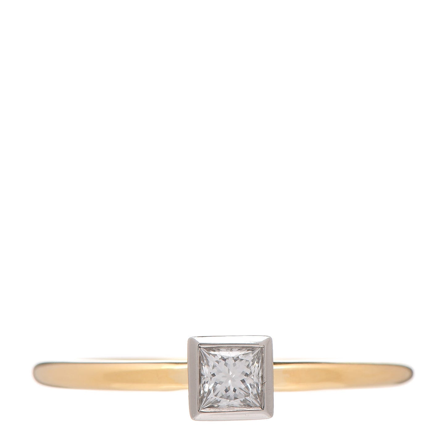 18K Yellow Gold Platinum Diamond .15ct Square Bezet Ring 51 5.75