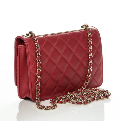 Chanel Lambskin Quilted Trendy CC Wallet On Chain WOC Dark Pink 3 of 9