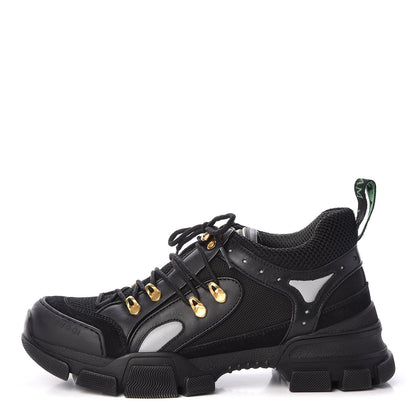 Gucci X SEGA Mesh Suede Calfskin Womens Flashtrek Sneakers 41 Black Silver 1 of 7