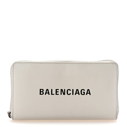 Balenciaga Calfskin Logo Everyday Continental Zip Around Wallet White 1 of 7