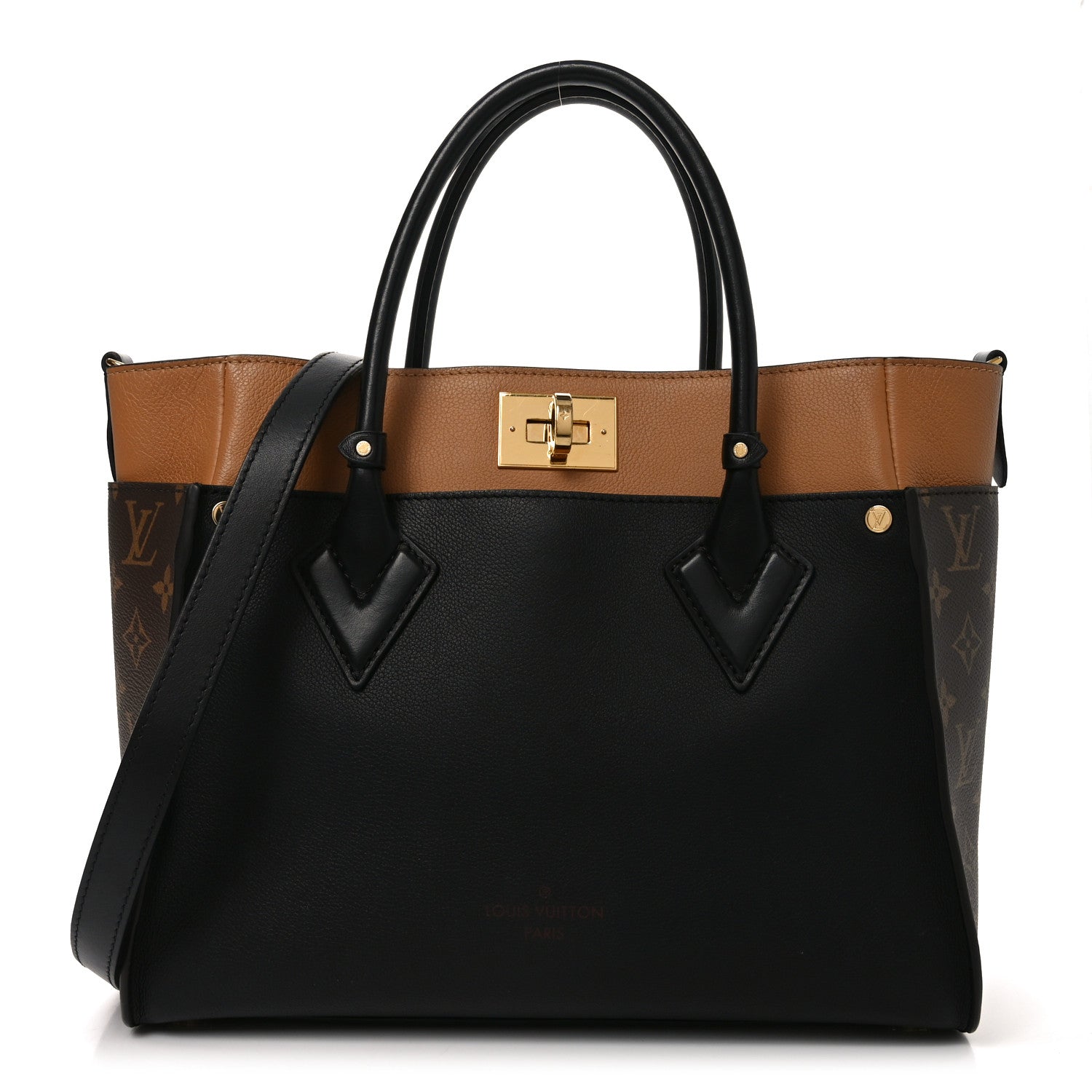 Louis Vuitton Calfskin Monogram On My Side MM Black 1 of 10